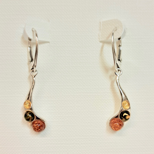 HWG-2380  Earrings, Multi-Color Amber Dangle $35 at Hunter Wolff Gallery